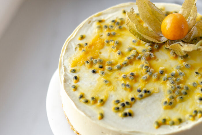 Passionfruit and White Chocolate Cheesecake