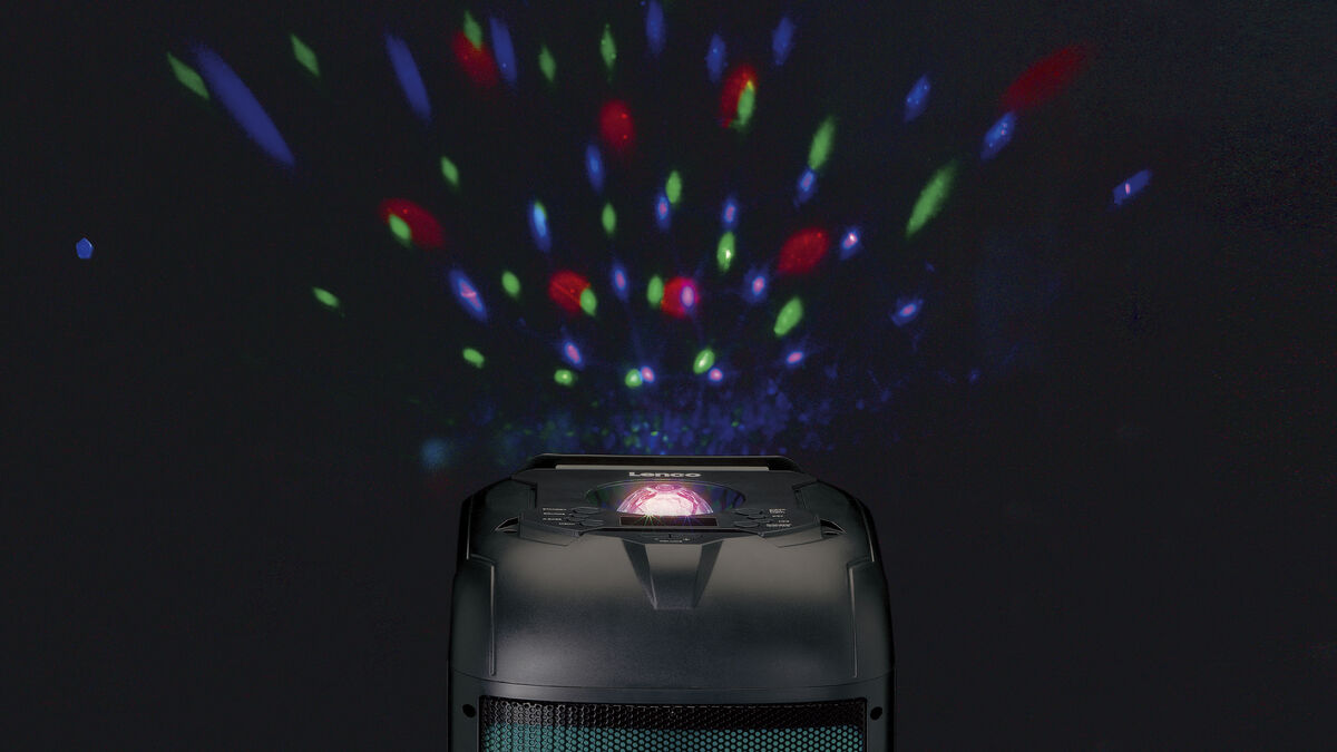 Lenco PA-260BK party speaker will light up any part with its disco ball lights. Picture: Lenco.