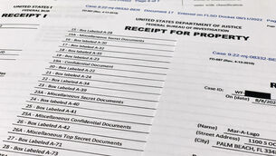 The receipt for property that was seized during the search (Jon Elswick/AP)