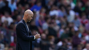 <p>CRESTFALLEN: Manchester United's manager Erik ten Hag.</p>