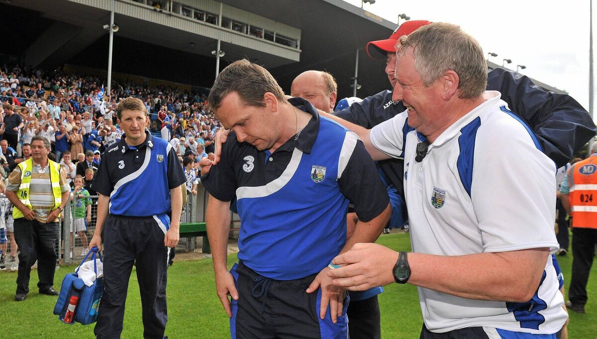DON'T CALL IT A COMEBACK: Waterford manager Davy Fitzgerald is congratulated by selector Pat Bennett after victory over Galway during his first stint in charge of the Déise. Picture: Diarmuid Greene / SPORTSFILE