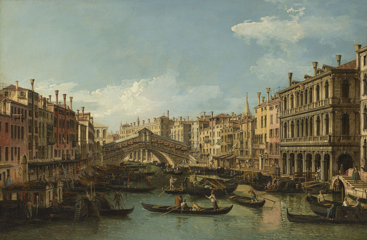 Venice, the Grand Canal with the Rialto Bridge seen from the South by Bernardo Bellotto from the Ann and Gordon Getty Collection at Christie's.