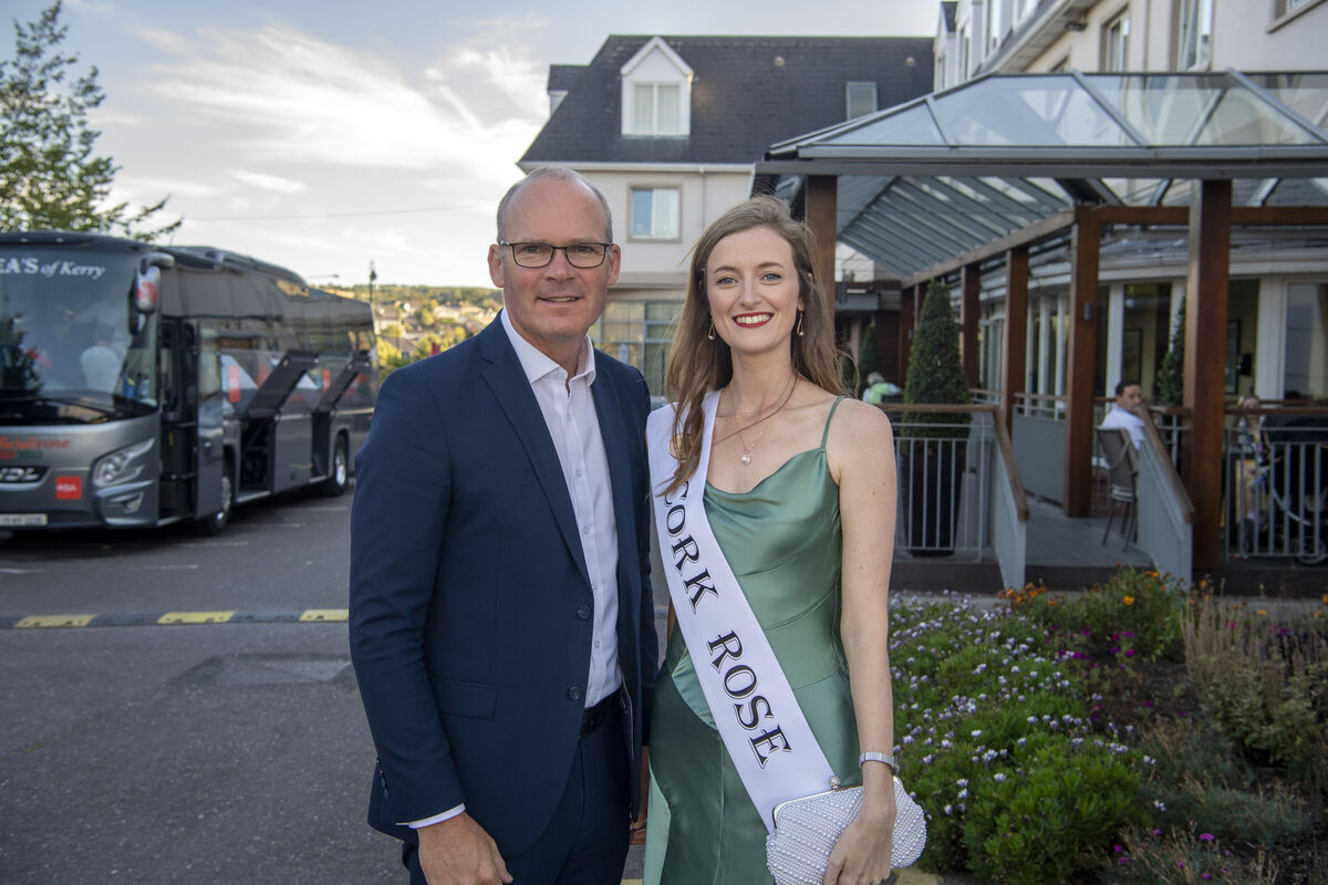 Cork Rose Jennifer Byrne pictured with Minister for Foreign Affairs &amp; Minister for Defence Simon Coveney 