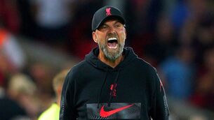 <p>OLD FOES: Liverpool manager Jurgen Klopp shouts from the touchline. Photo: Peter Byrne/PA Wire.</p>