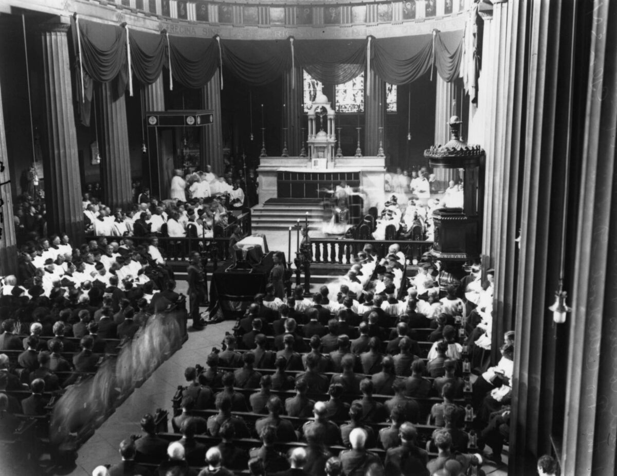 The funeral mass of Michael Collins. Picture: Central Press/Getty Images The funeral mass of Michael Collins. Picture: Central Press/Getty Images