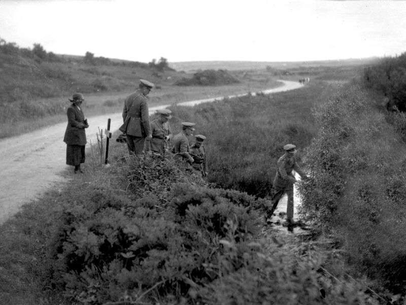 Irish Free State Army personnel at the scene of the shooting of Michael Collins.