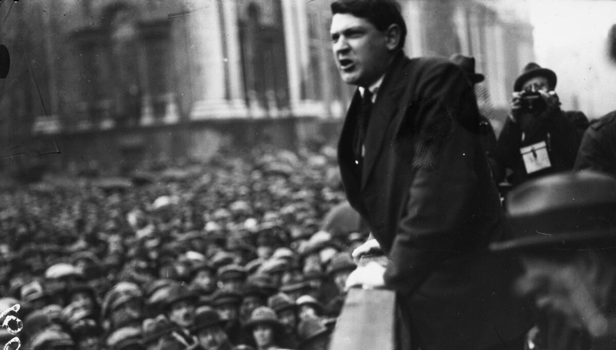 Civil War: Michael Collins addresses an election meeting. Picture: Independent News And Media