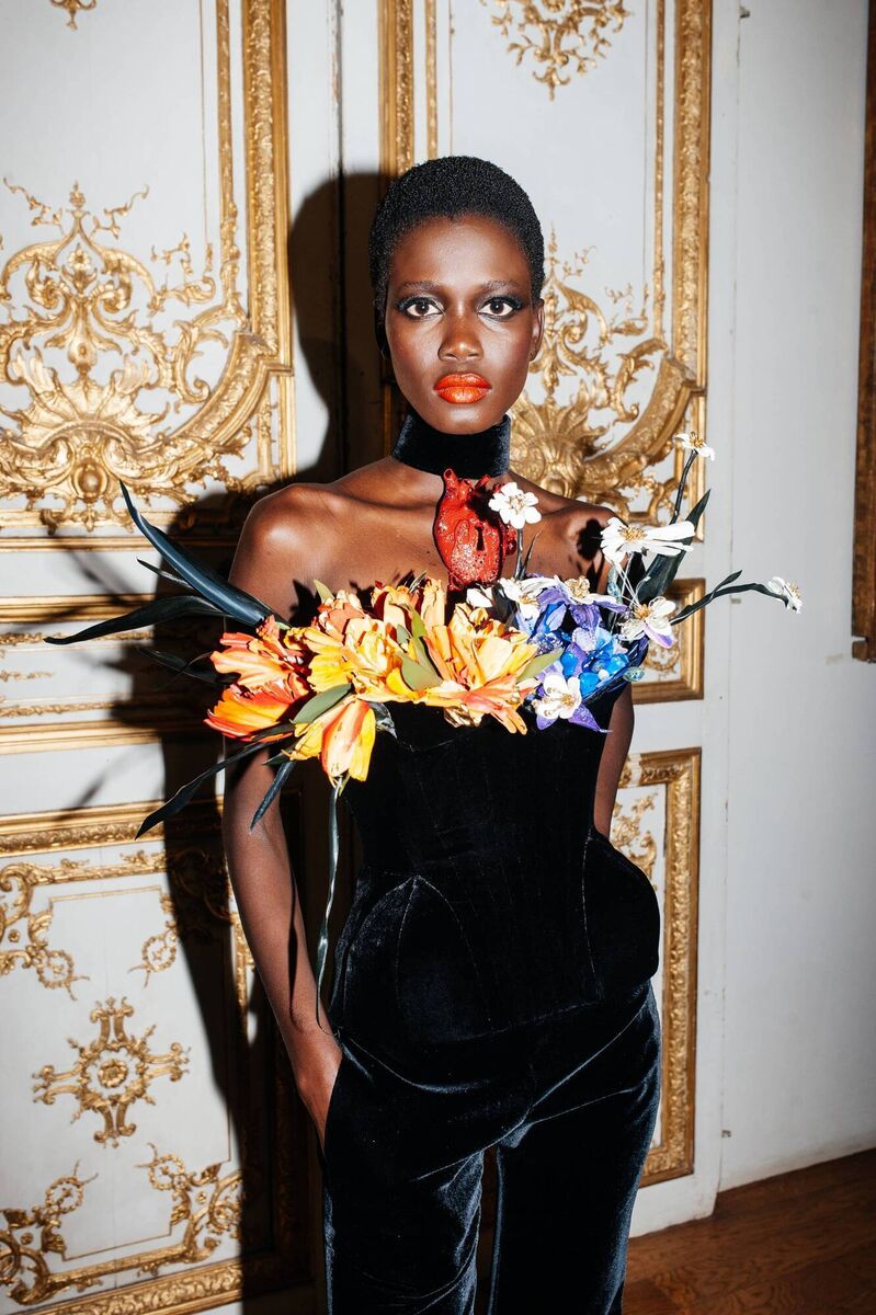 Structured velvet corsets in the A/W 2022 collection.