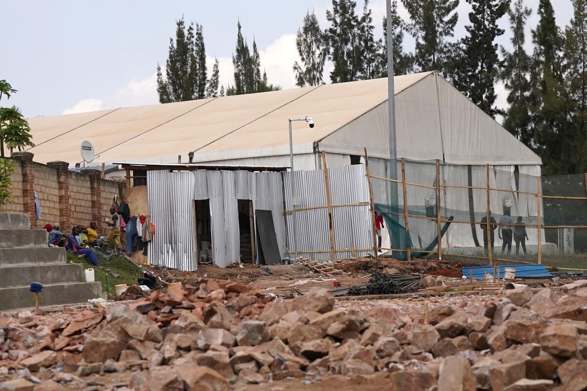 The processing tent erected next door to the Hope Hostel accommodation in Kigali, Rwanda, where migrants from the UK were expected to be taken when they arrived in June.