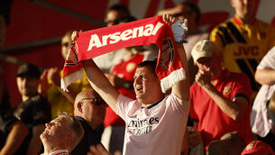 <p>QUICK START: Arsenal fans celebrate at full time on Saturday: Picture: Steven Paston/PA Wire.</p>