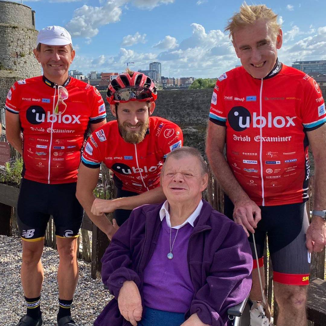 ROYAL VISIT: Emmet Ryan, Gary O'Donovan, Sean Kelly with 'the man himself' Séamus Mooney at King John's Castle Limerick.