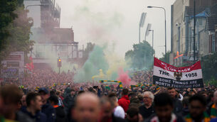 <p>UNITED FRONT: Fans take part in an organised protest march.</p>