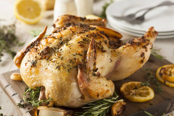 Frozen chicken in a pot