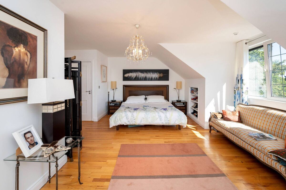 Several main bedroom options: this en suite one with walk-through dressing room is upstairs with a generous dormer seating area