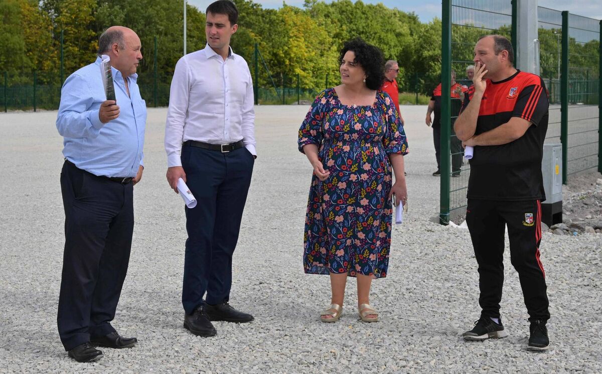 Tony O’Donnell and Paul Higgins of Ringmahon Rangers AFC in Mahon, Cork, discussing developments at the soccer club's grounds with Jack Chambers and Cork City councillor Mary Rose Desmond. Picture: Doug Minihane Tony O’Donnell and Paul Higgins of Ringmahon Rangers AFC in Mahon, Cork, discussing developments at the soccer club's grounds with Jack Chambers and Cork City councillor Mary Rose Desmond. Picture: Doug Minihane