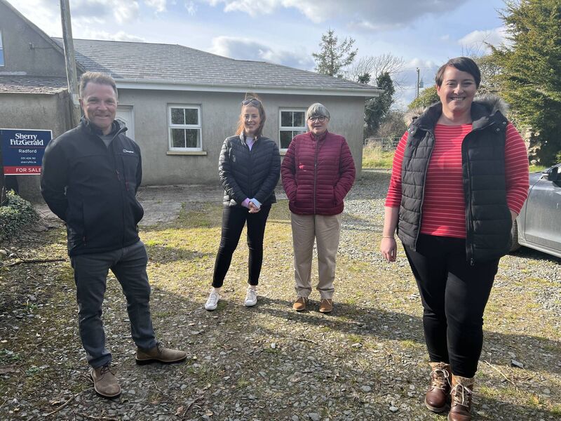 Building engineer Kieran McCarthy with Laura Young and her mother Lillie Deegan with Maggie Molloy on Cheap Irish Homes.