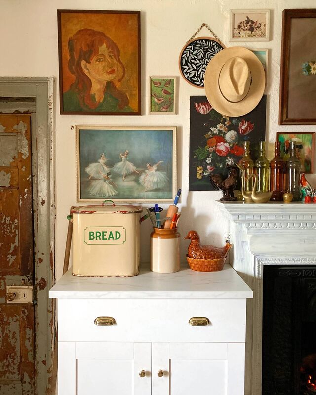 Maggie's kitchen: She kept all original doors and door frames. 'Some I've painted white and others I've left with the chipped paint on show like this one.'