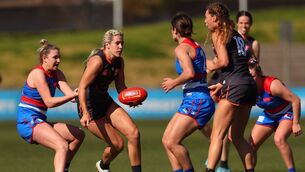 <p>PRE-SEASON PROGRESS: Brid Stack of the Giants runs with the ball during the AFLW Practice Match between the Western Bulldogs and the Greater Western Sydney Giants at Whitten Oval on August 13, 2022 in Melbourne, Australia. Pic: Kelly Defina/Getty Images</p>