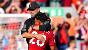 <p>SATISFIED: Jurgen Klopp was delighted with his side’s record-equalling performance. Pic: Peter Byrne/PA</p>