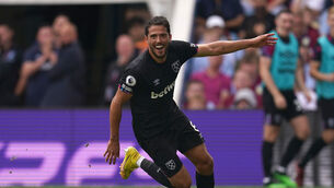 <p>BACK IN BUSINESS: West Ham United's Pablo Fornals celebrates. Photo: Nick Potts/PA Wire.</p>