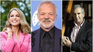 <p>L-R: Amy Huberman, Graham Norton and Robert Harris are among those releasing new books this month</p>