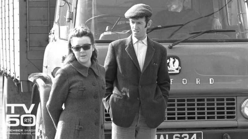 Biddy White-Lennon and Tom Hickey as screen couple Maggie and Benjy Riordan, on 'The Riordans' set, in Dunboyne, Co. Meath