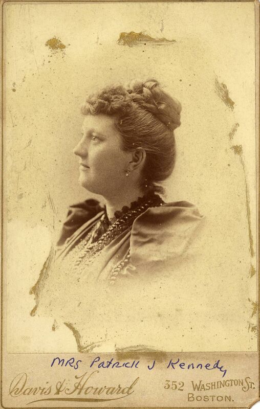 A portrait of Mary Augusta Hickey Kennedy, wife of Patrick J. Kennedy, mother of Joseph P. Kennedy, Sr. Boston, Massachusetts. Copyrighted Davis and Howard Studio. Kennedy Family Collection. John F. Kennedy Presidential Library and Museum, Boston.