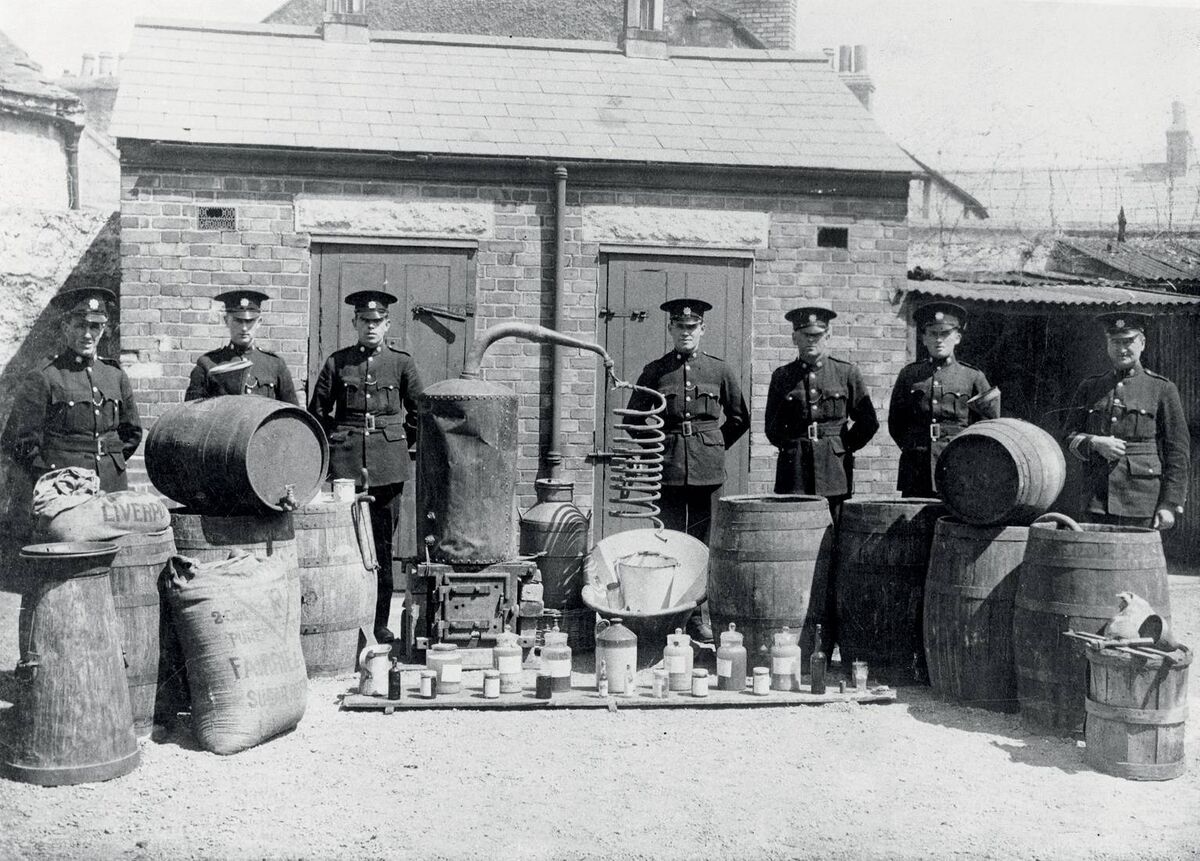 Image from 'The Guardians: 100 Years of An Garda Síochána 1922-2022', a seizure of illicit equipment. Image from 'The Guardians: 100 Years of An Garda Síochána 1922-2022', a seizure of illicit equipment.