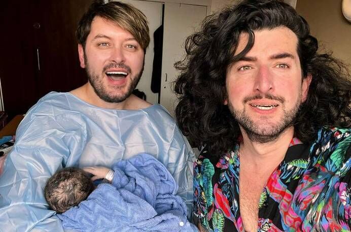 Brian, Arthur, and their newborn daughter, Blake Maria. Picture: bprdowling/Instagram Brian, Arthur, and their newborn daughter, Blake Maria. Picture: bprdowling/Instagram