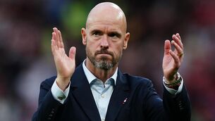 <p>BUILDING: Manchester United manager Erik ten Hag applauds the fans after the Premier League match at Old Trafford, Manchester. Pic: Martin Rickett/PA Wire</p>