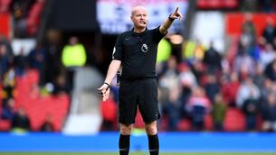 <p>DROPPED: Lee Mason. pictured refereeing the Manchester United v Fulham match in May 2021, will not serve as a VAR at the weekend. Pic: Laurence Griffiths/PA</p>