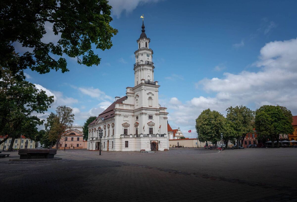 Kaunas Town Hall Square with the Old Town Hall and St. Francis Xavier Church - Kaunas, Lithuania