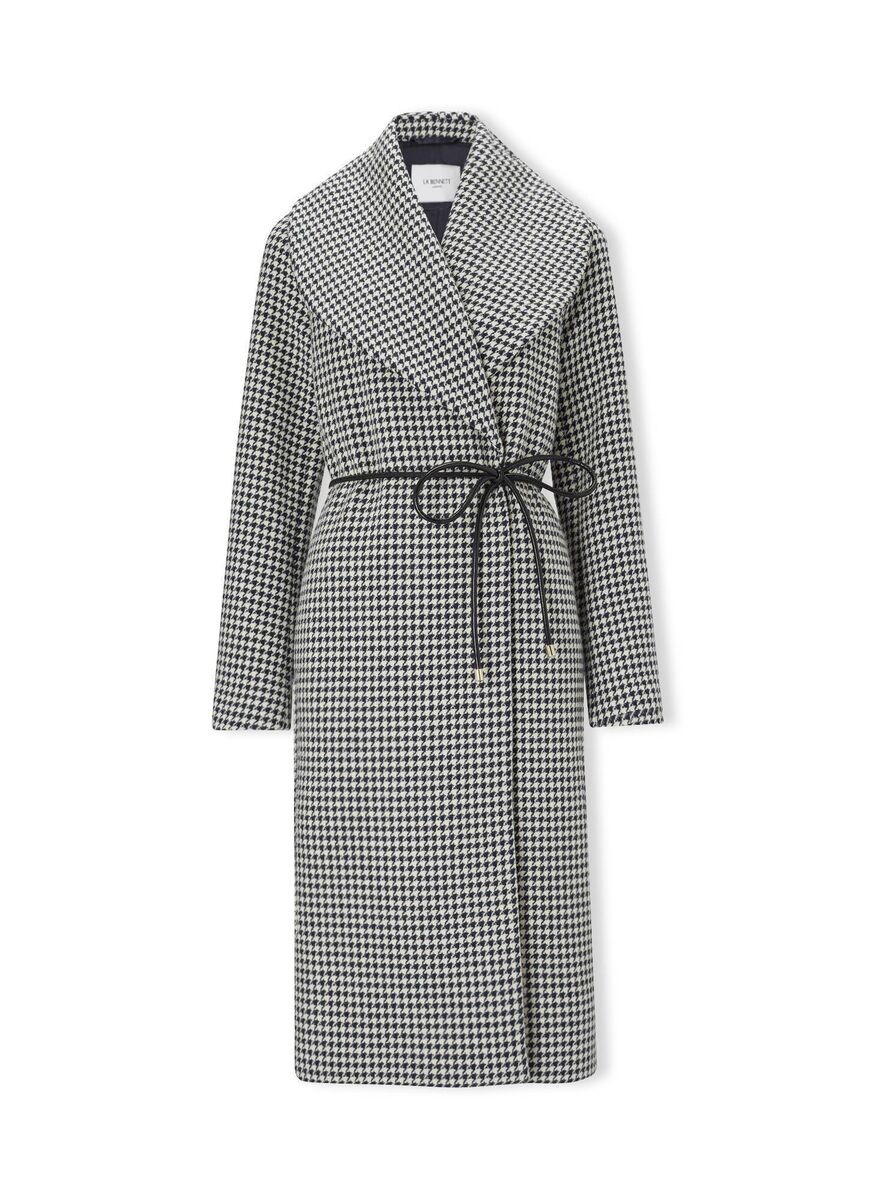 ‘Manon’ navy and cream houndstooth wool-blend coat, L.K.Bennett, €750