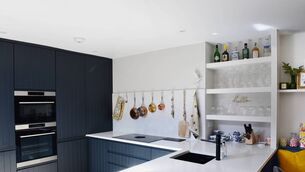 <p>The kitchen in Jennifer Sheahan's home: 'It's painted a dead flat matte finish to hide any fingerprint smudges.' Pictures: Moya Nolan</p>