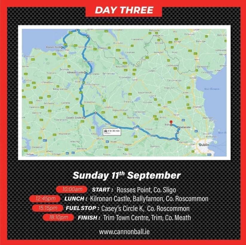 On the final day, the largest ever Cannonball will be heading from Sligo back to the east of the country. 