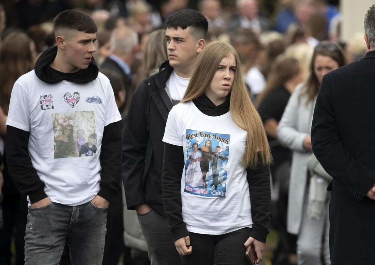 How could it be happening that dozens of children put on t-shirts this morning bearing photos of their late classmates with the message “our little angels”? Picture: Colin Keegan, Collins Dublin