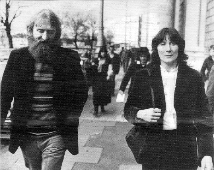 Eileen Flynn, a teacher from New Ross Co Wexford leaving the High Court in Dublin with her partner Richie Roche after she lost her appeal against dismissal. 