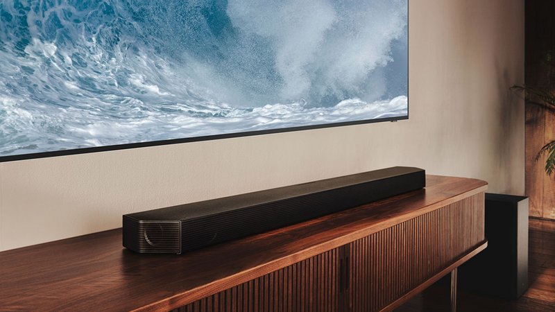 Q800B Samsung Q-Symphony 5.1.2ch Cinematic Dolby Atmos Wi-Fi Soundbar with Subwoofer and Alexa Built-in. Picture: Samsung. Q800B Samsung Q-Symphony 5.1.2ch Cinematic Dolby Atmos Wi-Fi Soundbar with Subwoofer and Alexa Built-in. Picture: Samsung.