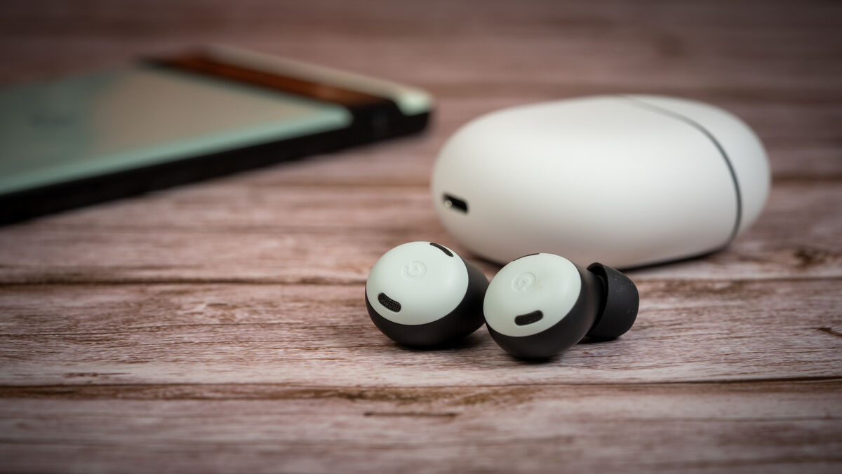 Google Pixel Buds Pro in fog colourway. Picture: Noel Campion.