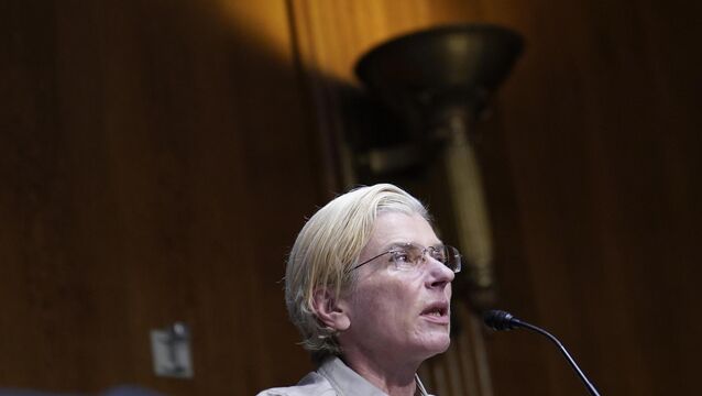 <p>Ukrainian medic Yuliia Paievska, known to Ukrainians by the nickname Taira, speaks during an appearance before US politicians on the Helsinki Commission (Mariam Zuhaib/AP)</p>