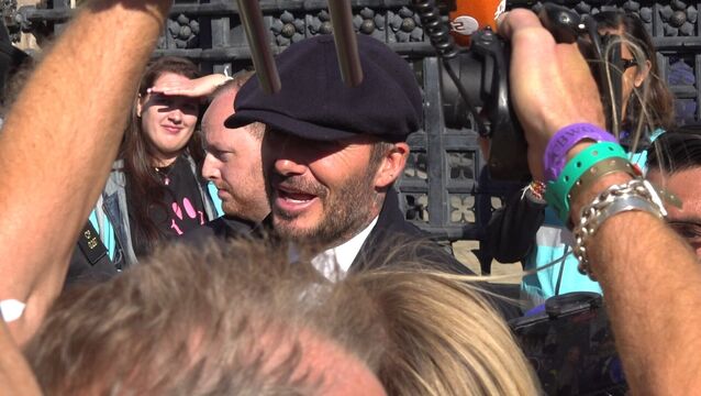 <p>David Beckham was among those in the queue to see the queen lying in stage (Elena Giuliano/PA)</p>