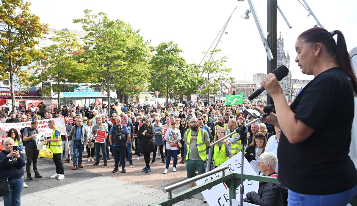 Antoinette Burke, Families Unite for Services and Support, at the protest. Picture: Larry Cummins Antoinette Burke, Families Unite for Services and Support, at the protest. Picture: Larry Cummins