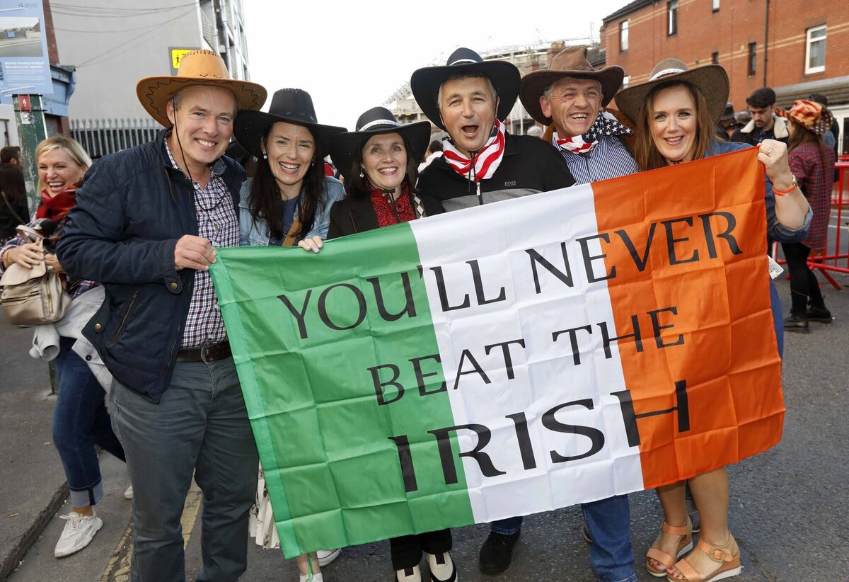 Garth Brooks fans, from left, Noel Gilmartin, Fionnuala Gilmartin from Cavan, Mary Doherty and J.J. Doherty from Westmeath and Sean Collins and Bernadette Collins from Mayo heading to Croke Park. 