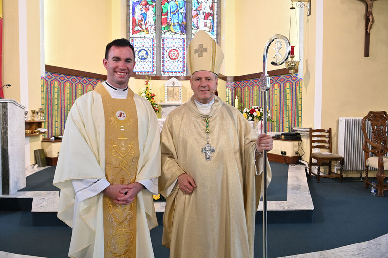 Fr Ronan Sheehan with Bishop Fintan at the Church of Saint John The Baptist, Newcestown, Co Cork. Picture: Dan Linehan Fr Ronan Sheehan with Bishop Fintan at the Church of Saint John The Baptist, Newcestown, Co Cork. Picture: Dan Linehan