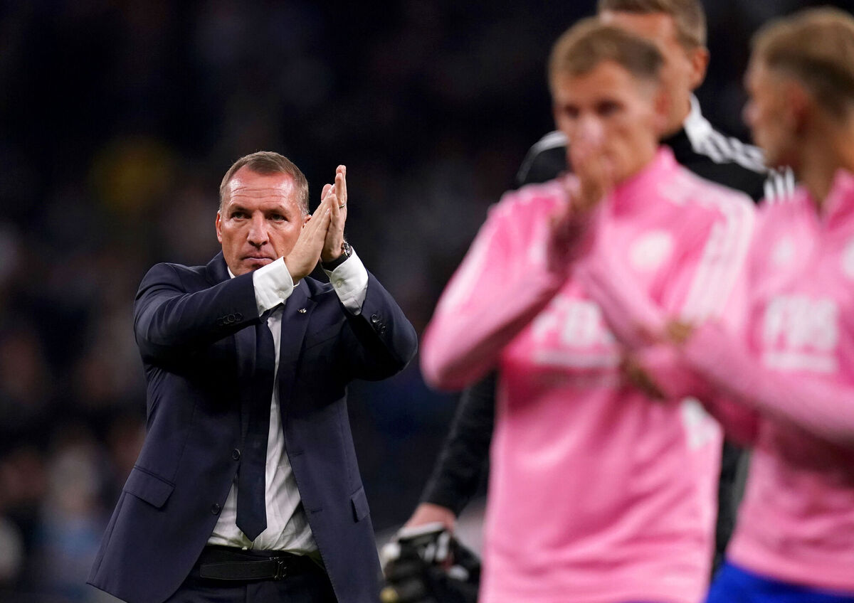 BRENDAN VOYAGE? Leicester City manager Brendan Rodgers applauds the fans at the end of the Premier League match at the Tottenham Hotspur Stadium. 