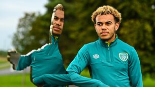 <p>'BUZZING': Tyreik Wright stands for a portrait during a Republic of Ireland U21's press conference at FAI National Training Centre in Abbotstown, Dublin. Pic: Eóin Noonan/Sportsfile</p>