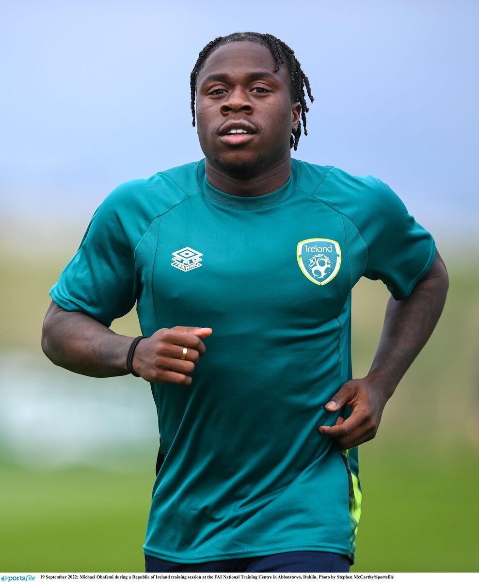 PROMISE: Michael Obafemi during a Republic of Ireland training session at the FAI National Training Centre in Abbotstown.
