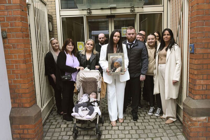Shauna McNeill and partner Kevin Lee surrounded by family members outside the Coroner's Court in Dublin. Picture: Moya Nolan Shauna McNeill and partner Kevin Lee surrounded by family members outside the Coroner's Court in Dublin. Picture: Moya Nolan