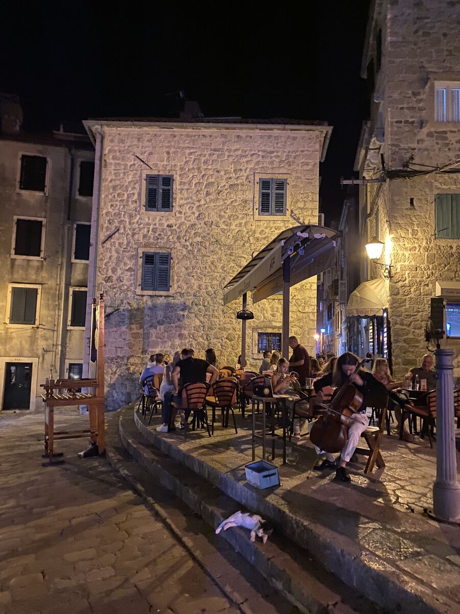 Evening street life in Kotor