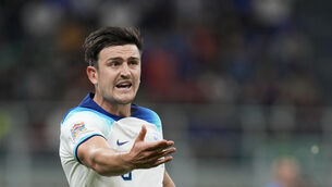 Harry Maguire started England’s defeat in Italy despite his inconsistent form at Manchester United (Antonio Calanni/AP)